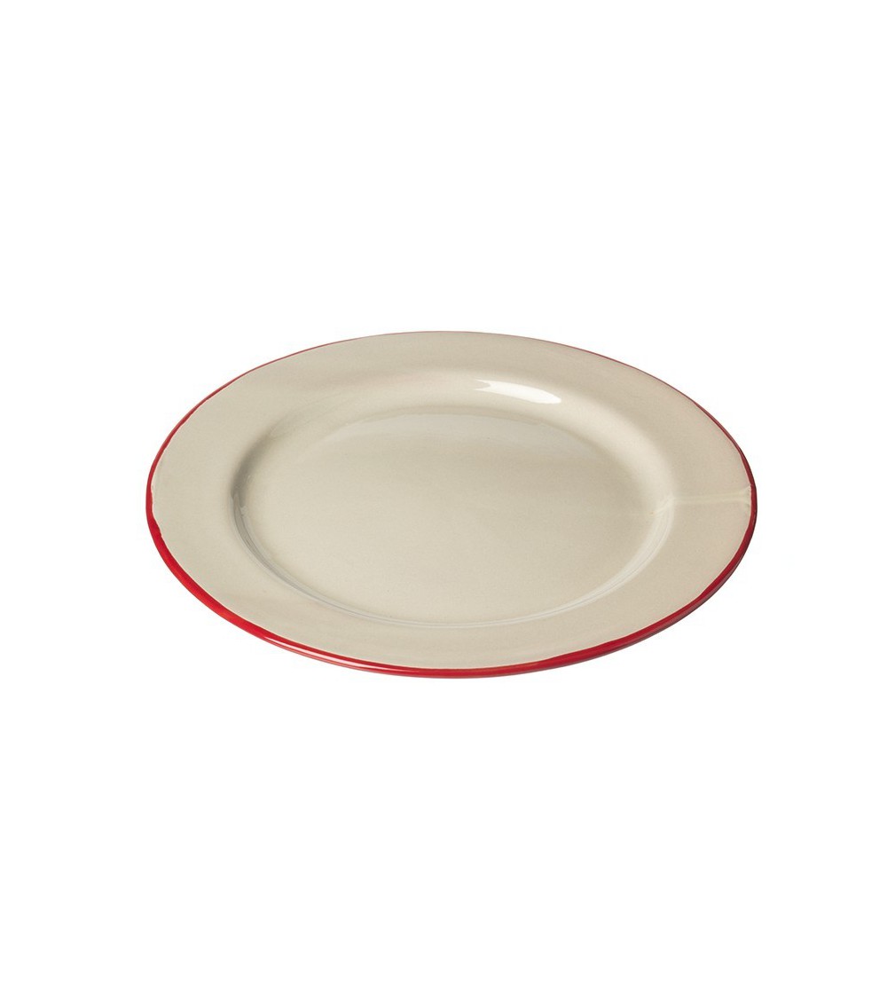 Assiette Ceramique Medium Ecru.rouge