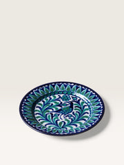 Blue and Green Oiseaux Dessert Plate