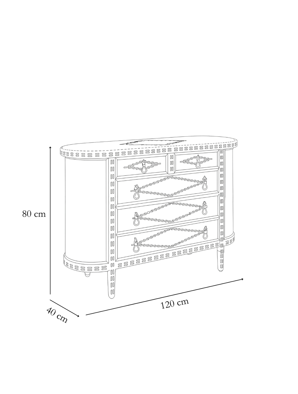 Dimension detail for Cadaques Table