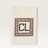Embroidered white linen napkin