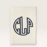 Embroidered white linen napkin