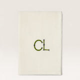Embroidered white linen napkin