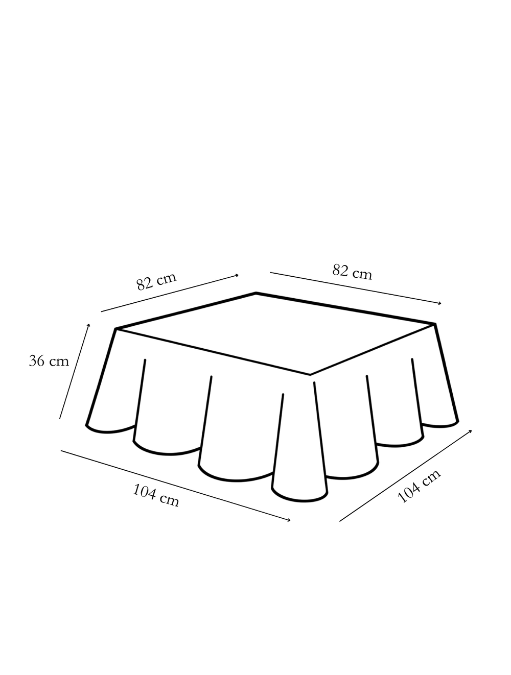 Dimension detail for Table Basse Ondulée