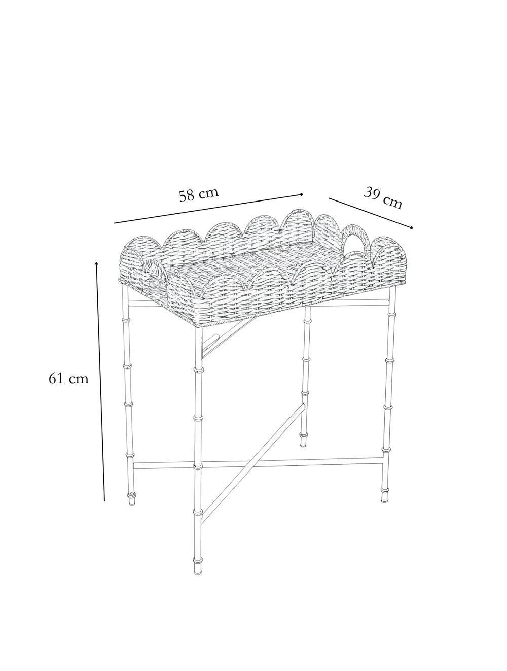Dimension detail for Rita Folding Tray Table
