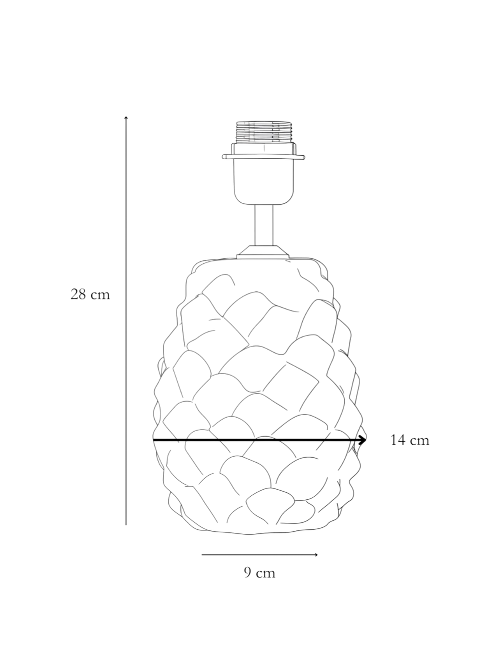Dimension detail for Pied de lampe Api