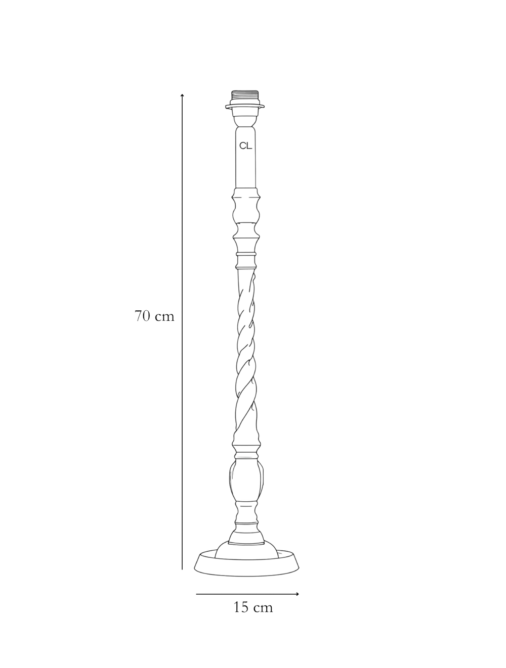 Dimension detail for Pied de lampe Carmona