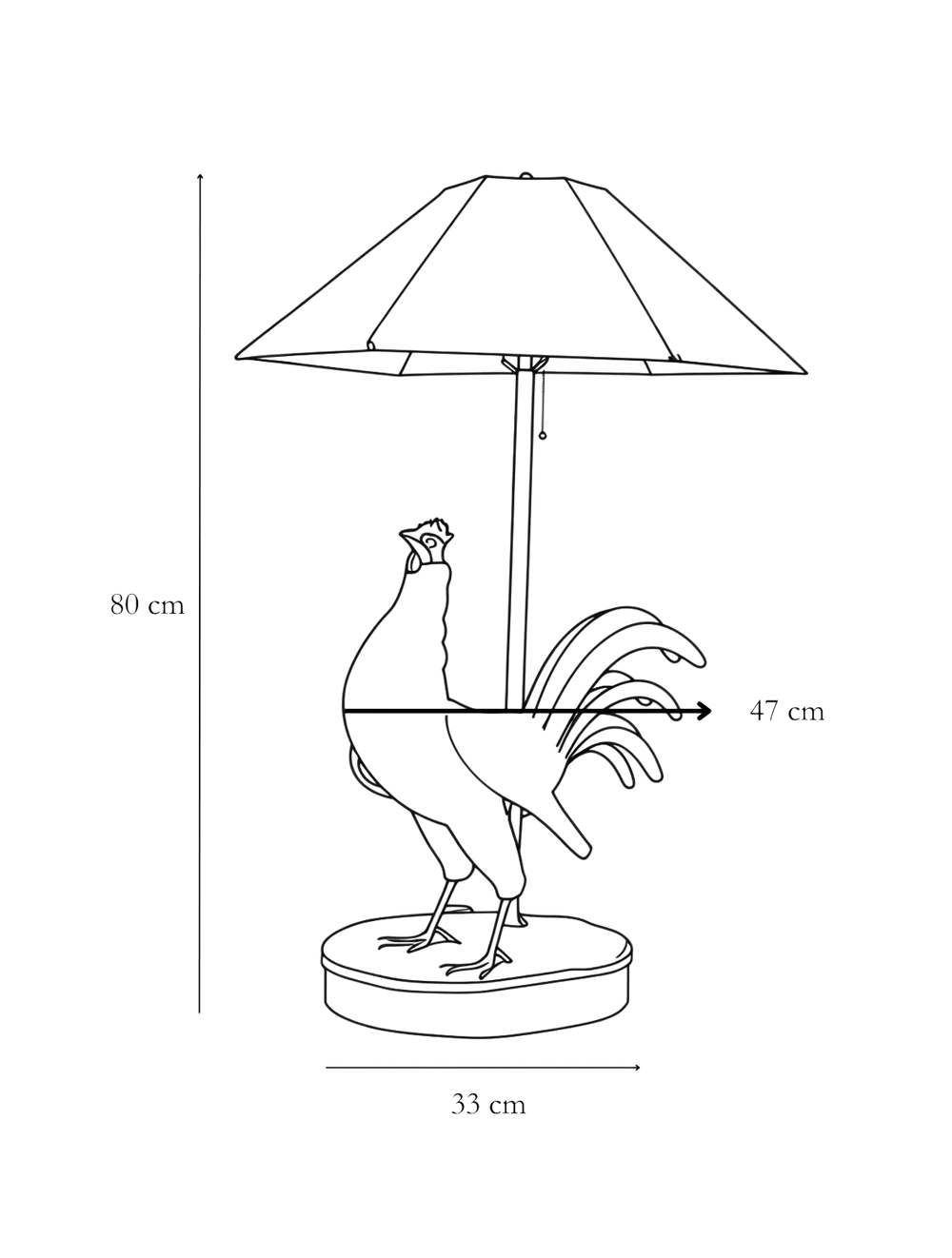 Dimension detail for Lampe Cocorico
