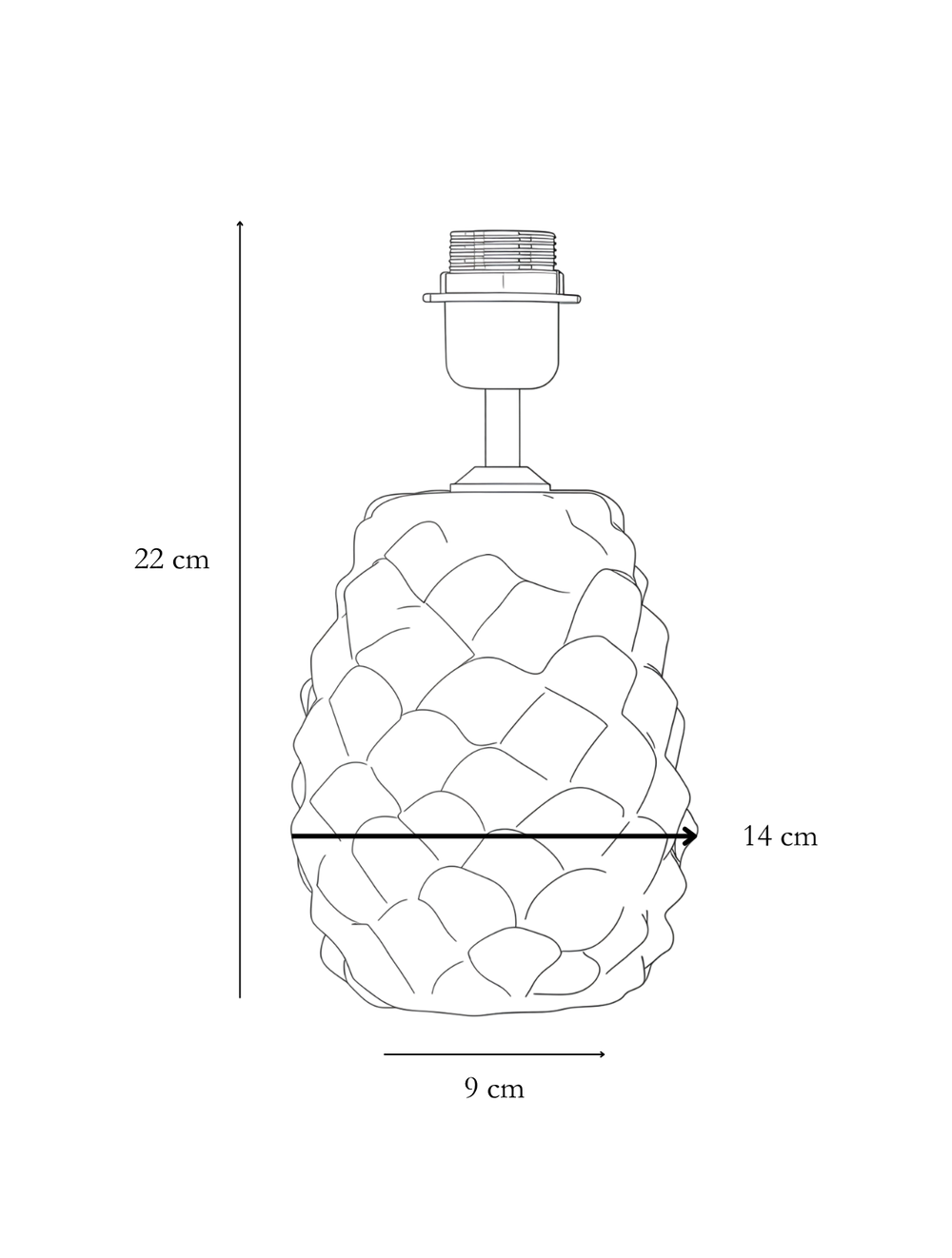 Dimension detail for Api lamp base