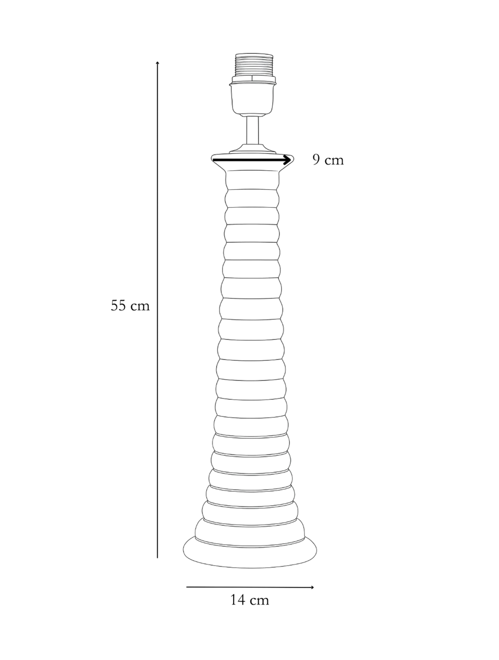 Dimension detail for Pied De Lampe Faro