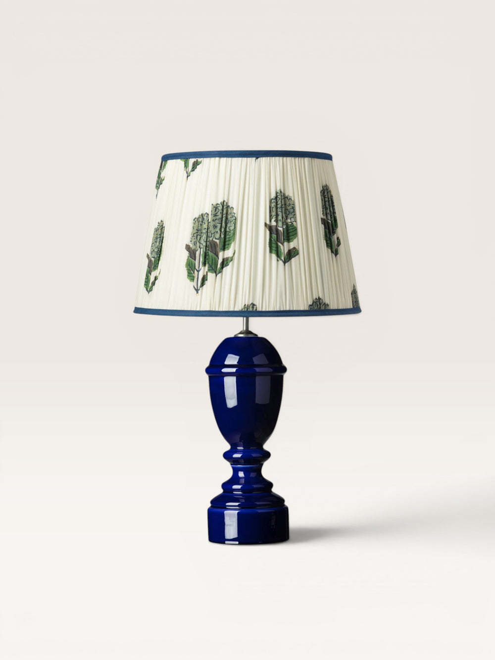 Lampe Palma Bleu Abat jour Fleurs Blanc Bleu et Vert