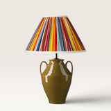 Pedro Olive Lamp with Multicolored Striped Lampshade