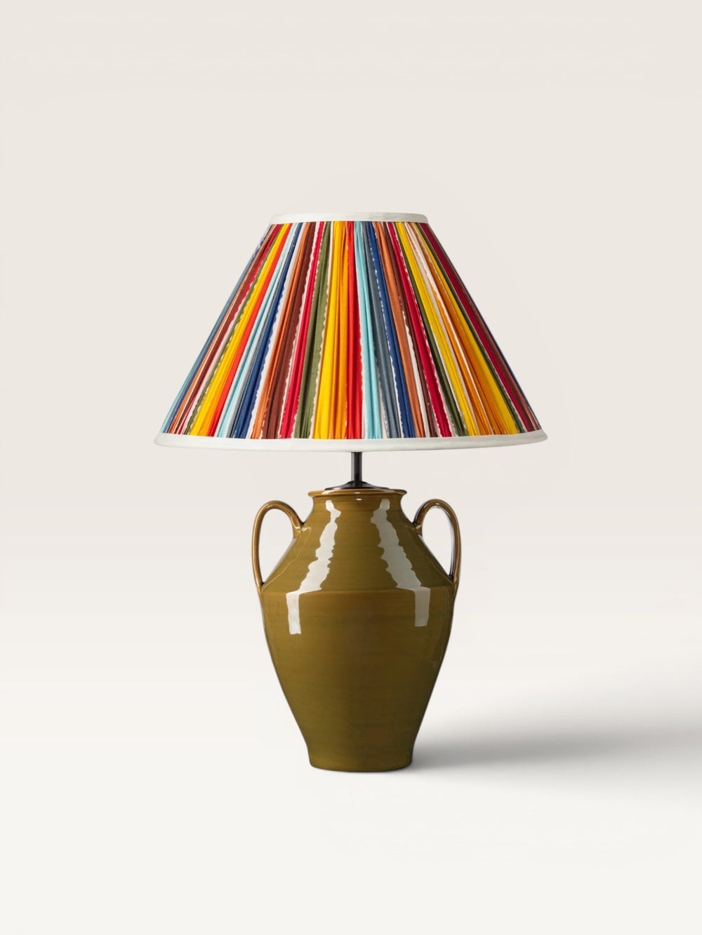 Lampe Pedro Olive et Abat jour Rayures Multicolore