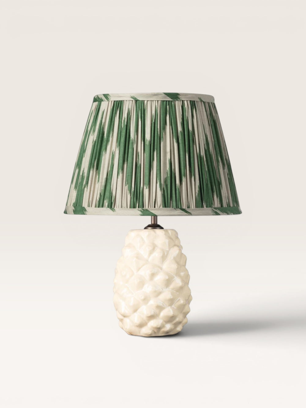 Lampe Api et Abat jour Ikat Vert et Blanc