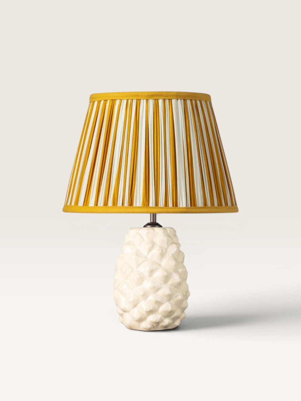 Lampe Api et Abat jour Rayures Jaune et Blanc