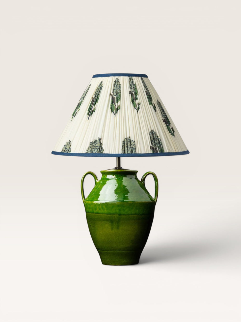 Lampe Pedro Verte et Abat jour Fleurs Bleu et Vert