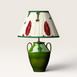 Lampe Pedro Verte Abat jour Fleurs Ecru Rouge et Vert