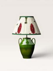 Lampe Pedro Verte Abat jour Fleurs Ecru Rouge et Vert