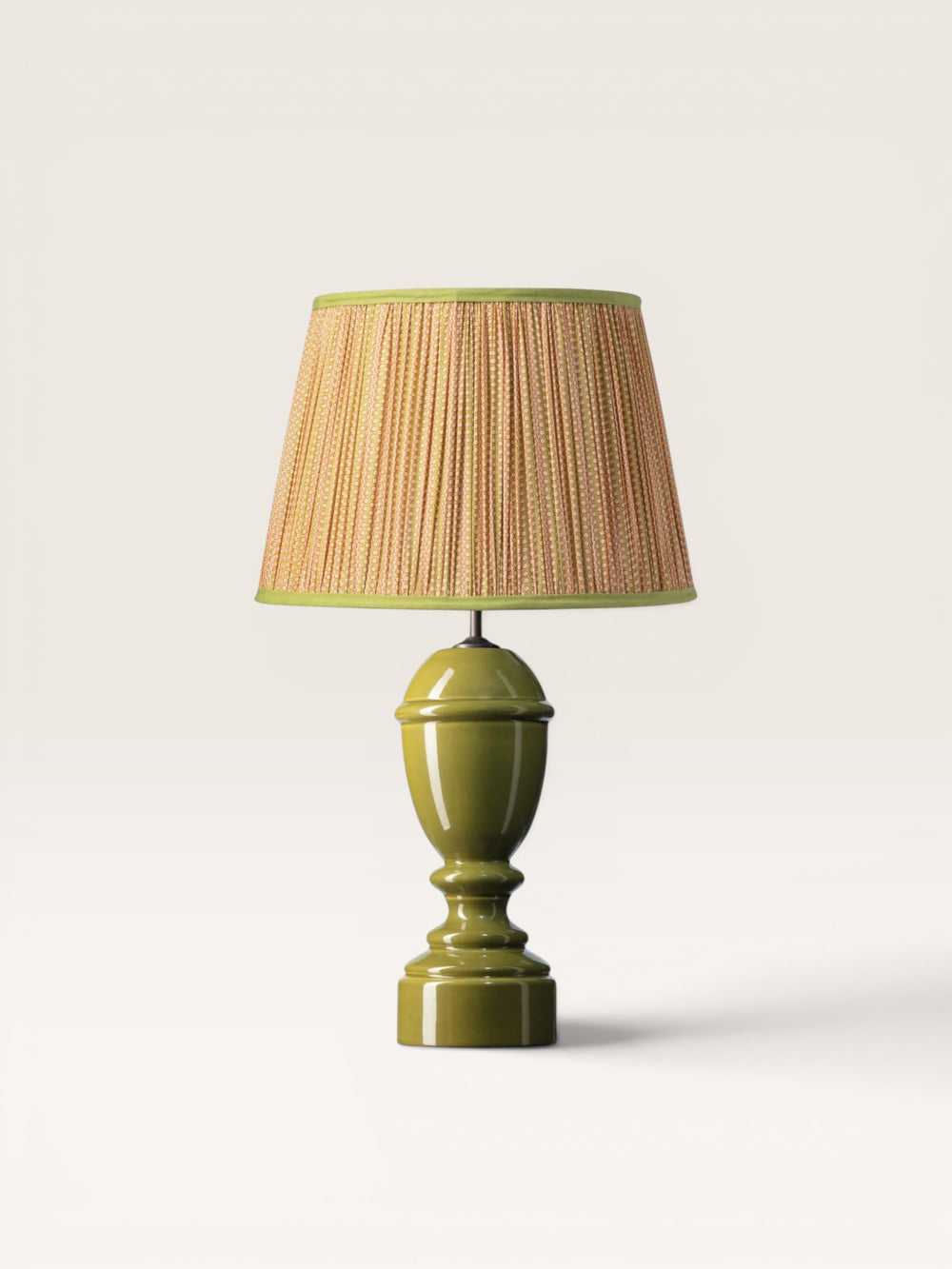 Lampe Palma et Abat jour Géométrique Rose Vert et Ecru