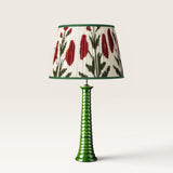 Lampe Faro Verte Abat jour Fleurs Ecru Rouge et Vert