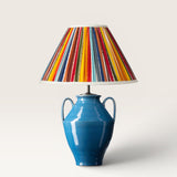 Pedro Denim Lamp and Multi-Coloured Striped Lampshade