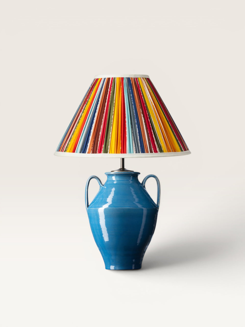 Lampe Pedro Denim et Abat jour Rayures Multicolores