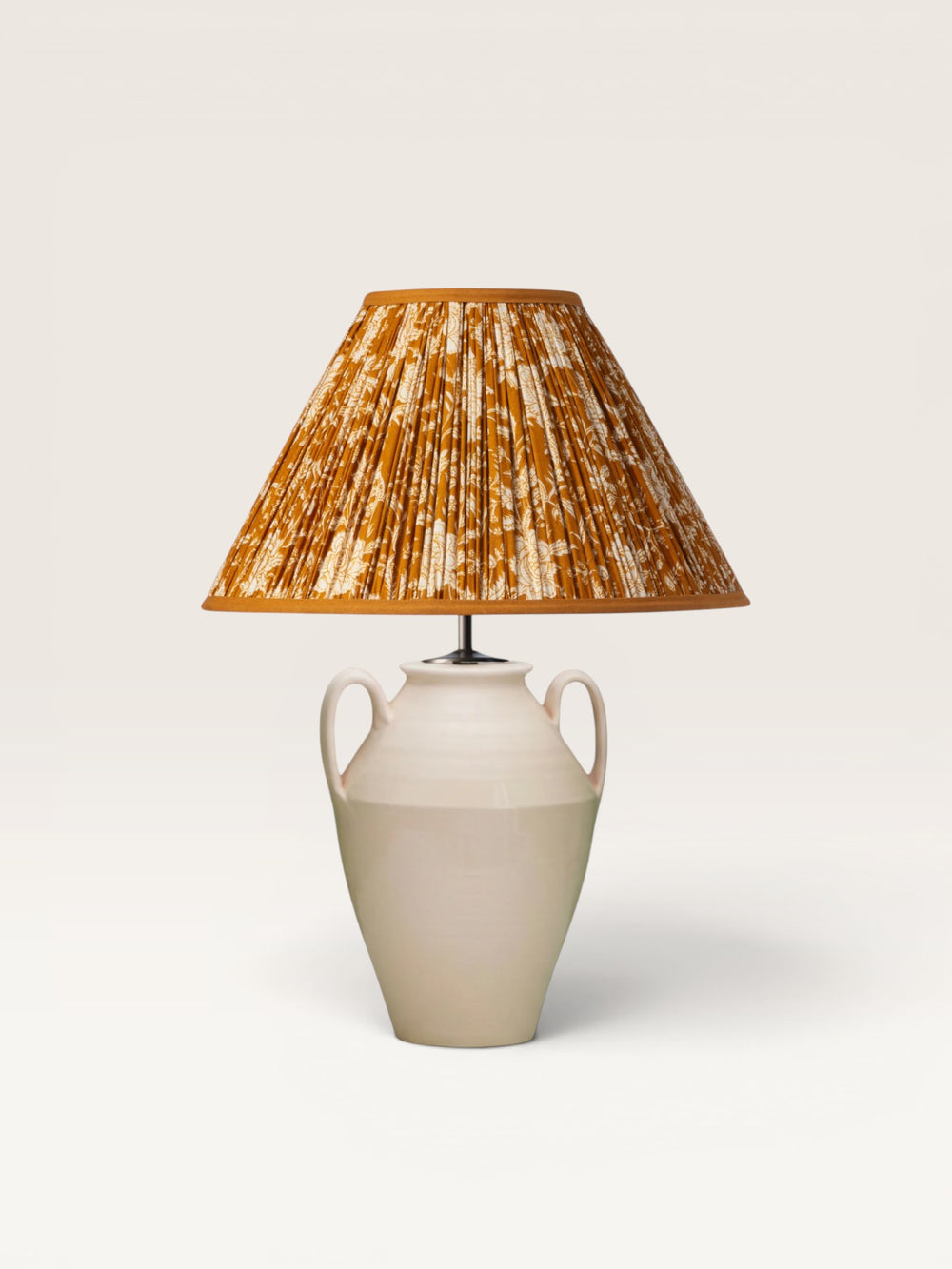 Lampe Pedro Ecru et Abat jour Fleurs Ambre