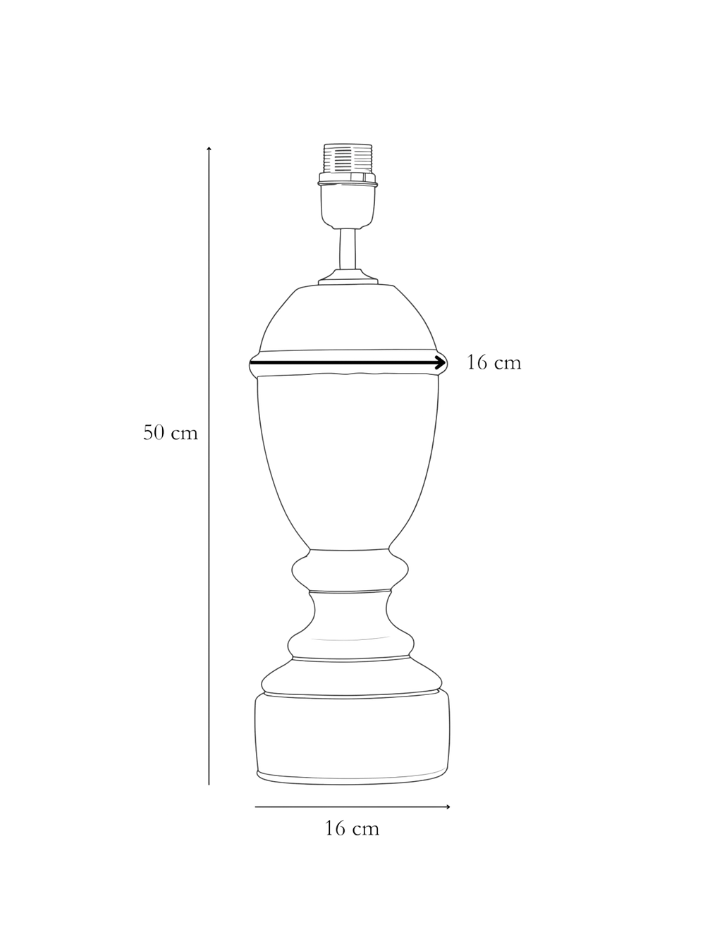 Dimension detail for Pied de Lampe Palma