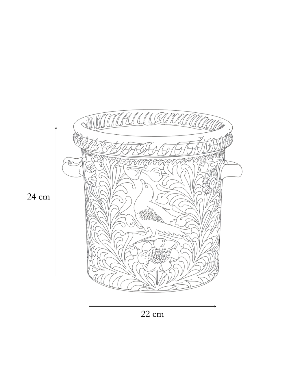 Dimension detail for Blue Birds Ice Bucket