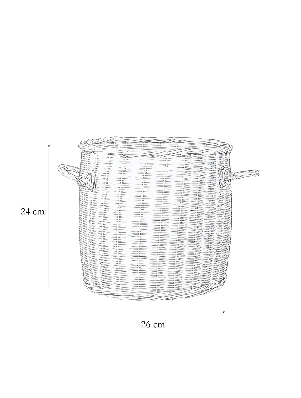 Dimension detail for Rattan plant pot